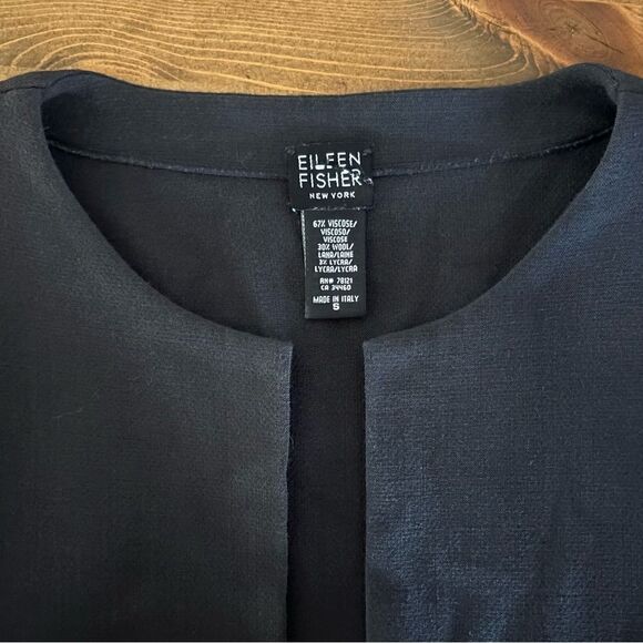 Eileen Fisher Long Line Wool Blend Open Faced Jacket Small - Picture 5 of 8